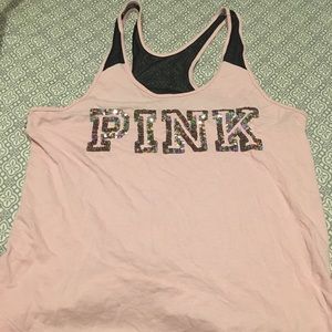 VS Pink Bling Mesh Racerback Tank